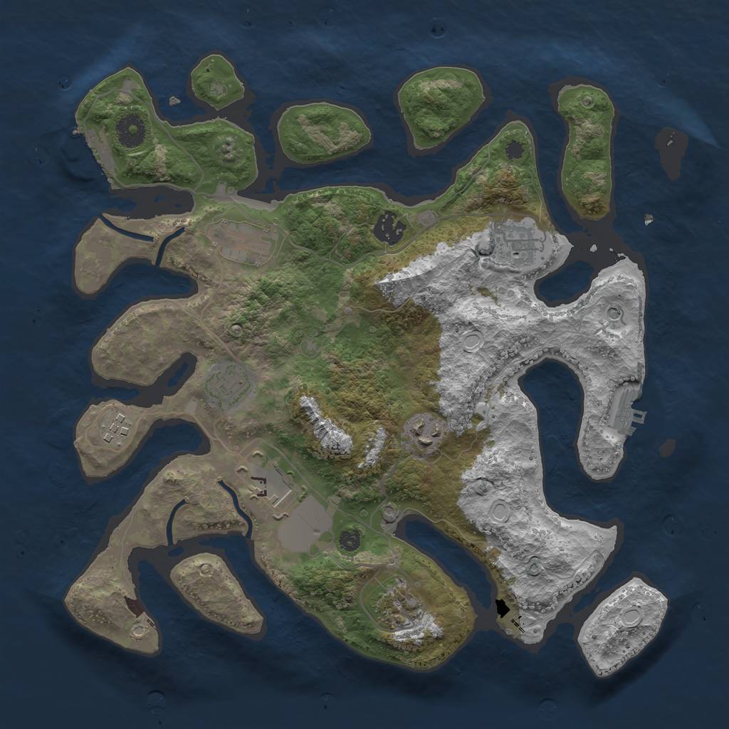 Rust Map: Procedural Map, Size: 3500, Seed: 8569, 19 Monuments