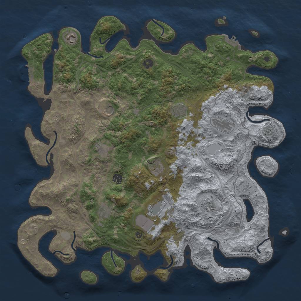 Rust Map: Procedural Map, Size: 4500, Seed: 183349533, 18 Monuments