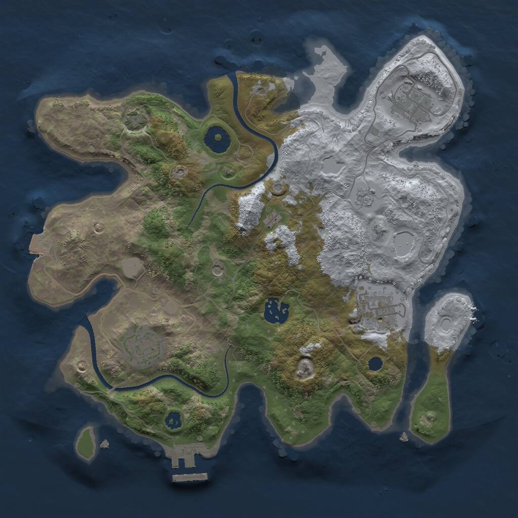Rust Map: Procedural Map, Size: 3000, Seed: 1516862873, 9 Monuments