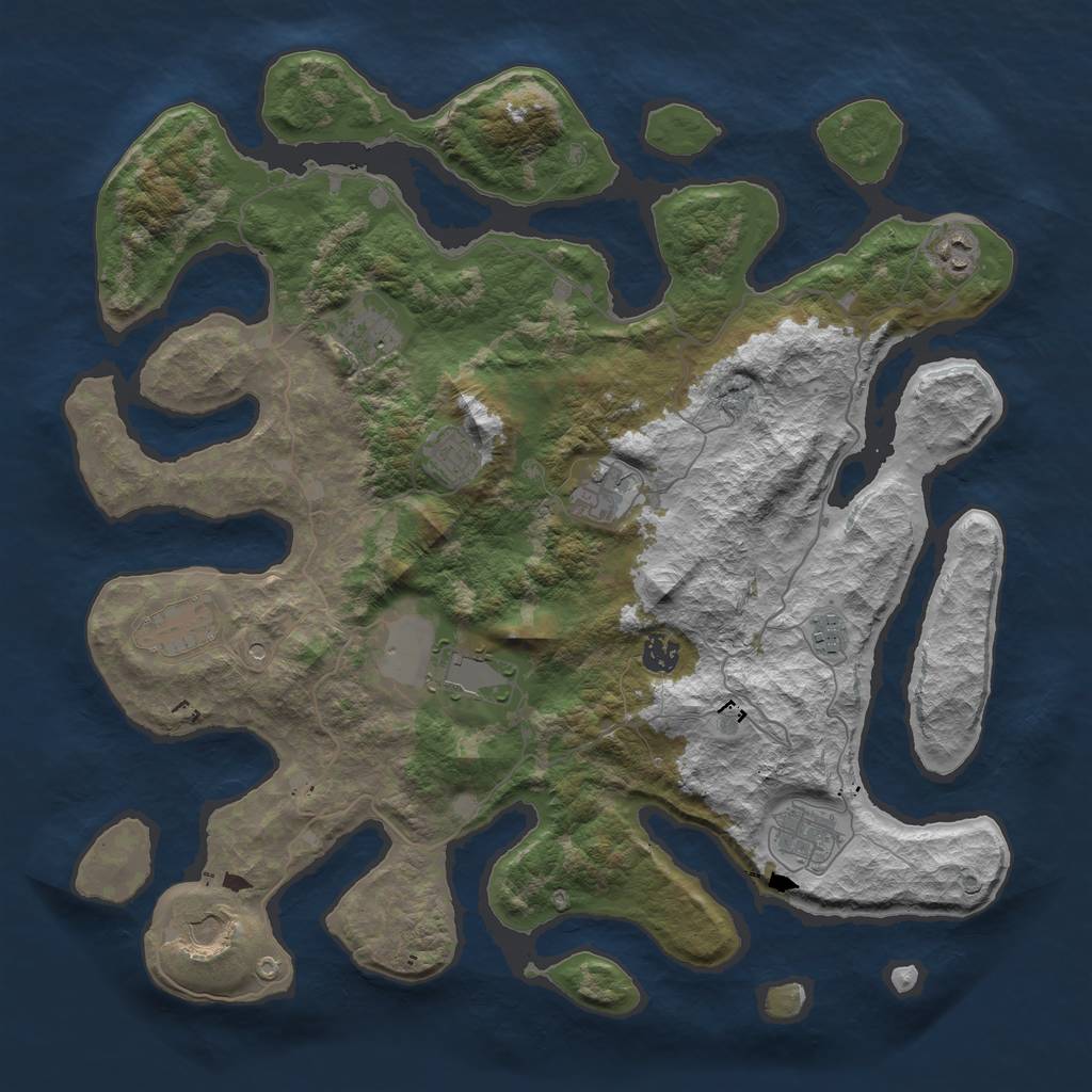 Rust Map: Barren, Size: 4250, Seed: 361661065, 13 Monuments