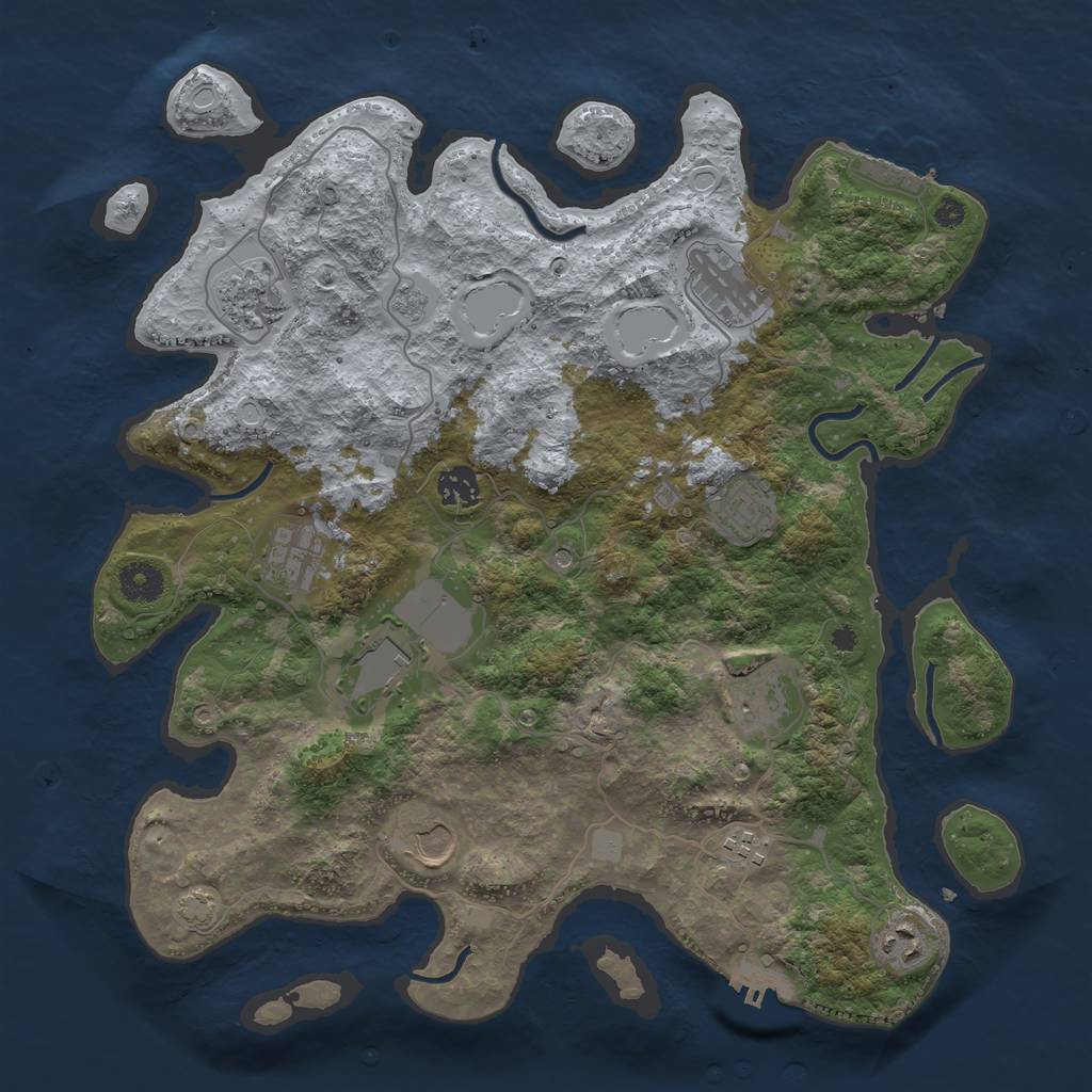 Rust Map: Procedural Map, Size: 3800, Seed: 807189957, 18 Monuments