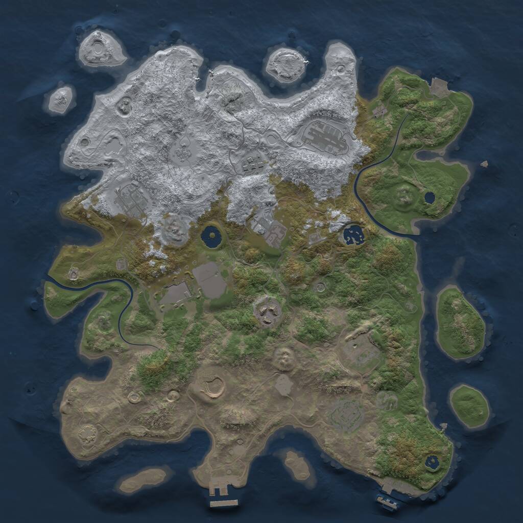 Rust Map: Procedural Map, Size: 3800, Seed: 807189957, 16 Monuments