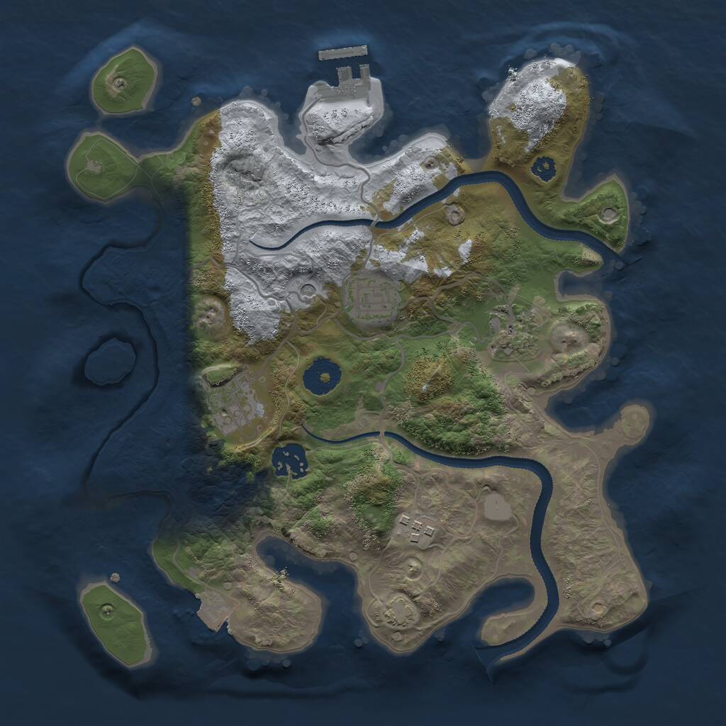 Rust Map: Procedural Map, Size: 3000, Seed: 1624958, 9 Monuments
