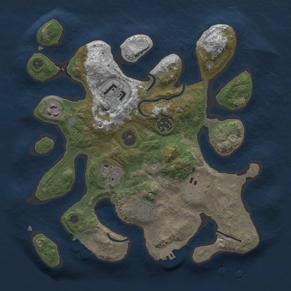 Rust Map: Procedural Map, Size: 3000, Seed: 1624958, 17 Monuments