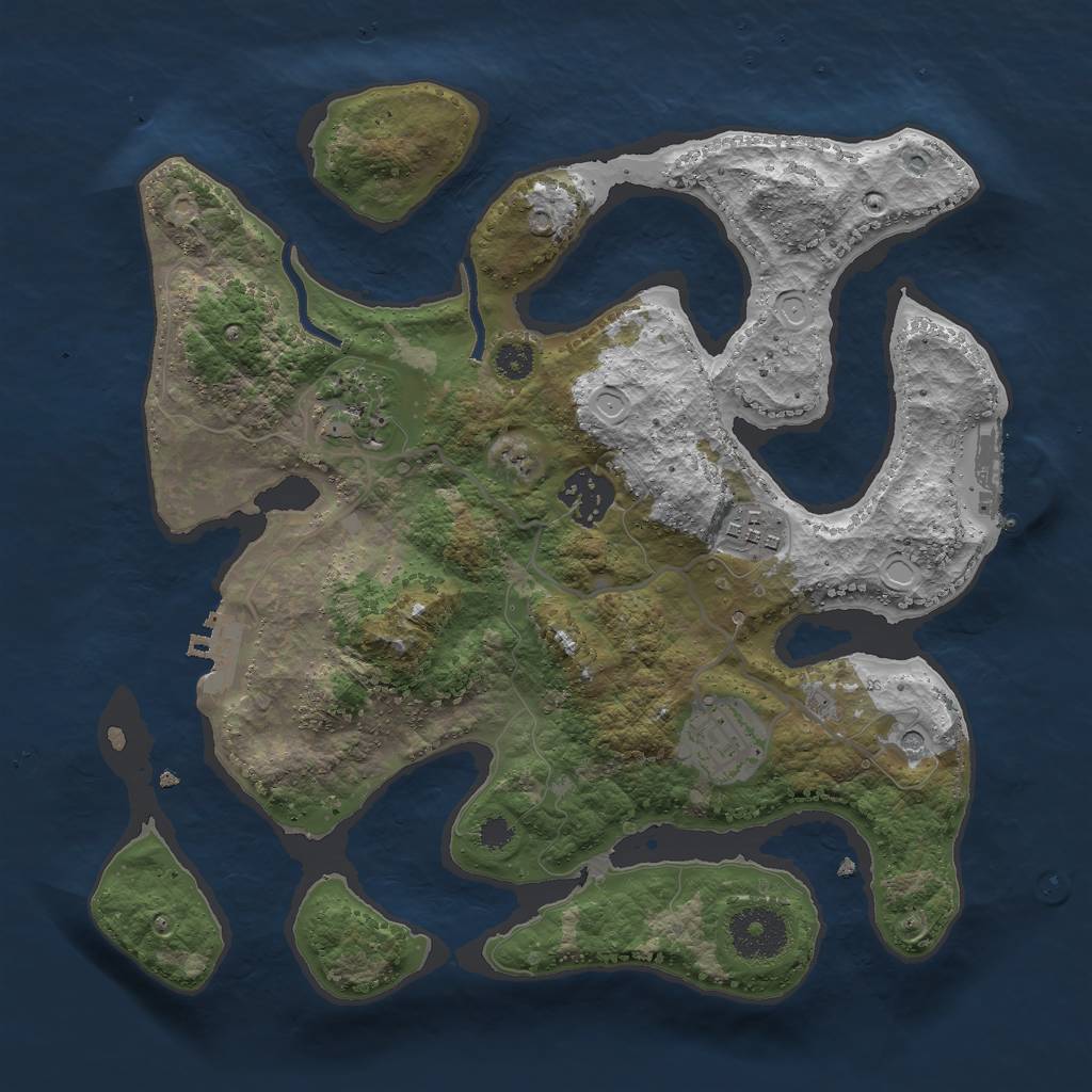 Rust Map: Procedural Map, Size: 3000, Seed: 1040938998, 15 Monuments