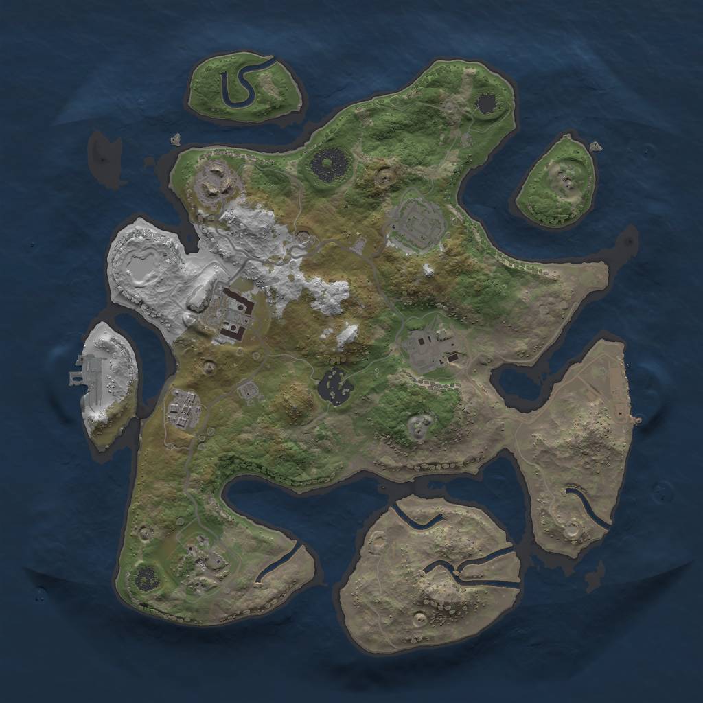 Rust Map: Procedural Map, Size: 3000, Seed: 1205101896, 18 Monuments