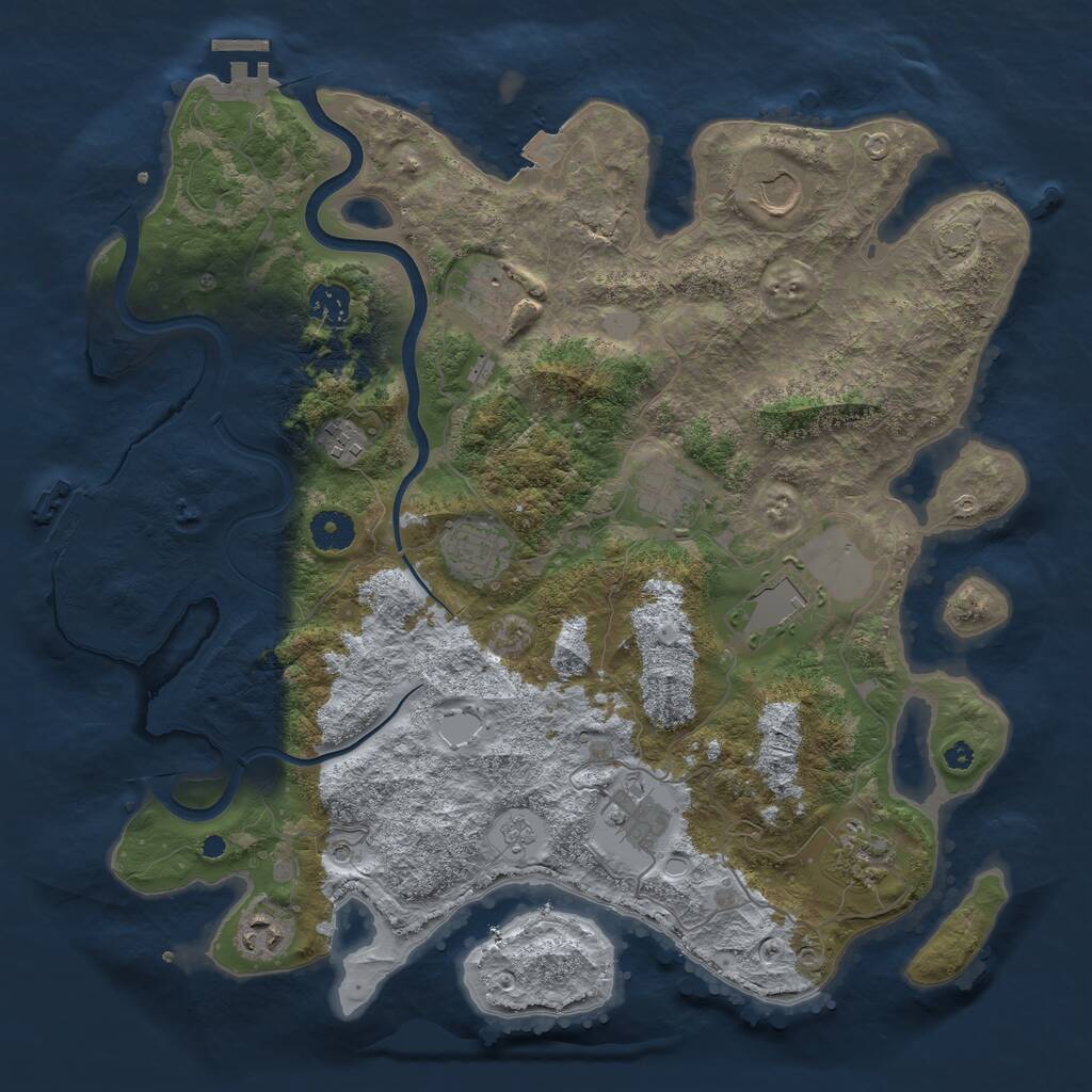 Rust Map: Procedural Map, Size: 3850, Seed: 517076474, 16 Monuments