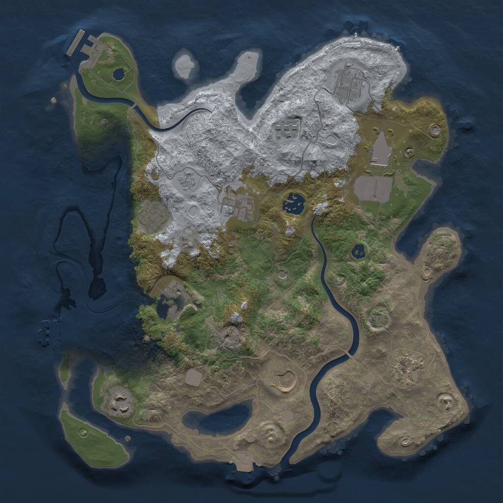 Rust Map: Procedural Map, Size: 3500, Seed: 52794, 16 Monuments
