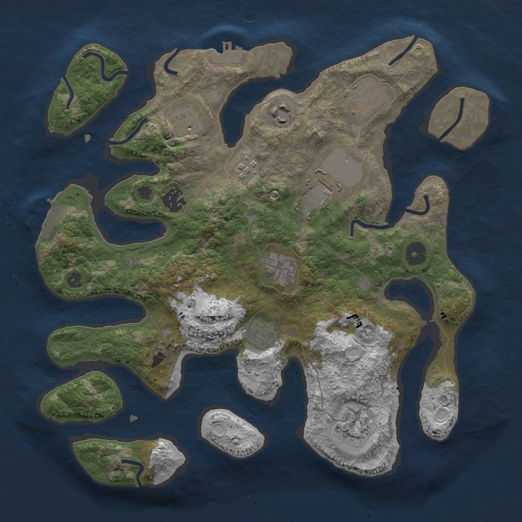 Rust Map: Procedural Map, Size: 3500, Seed: 14021985, 20 Monuments