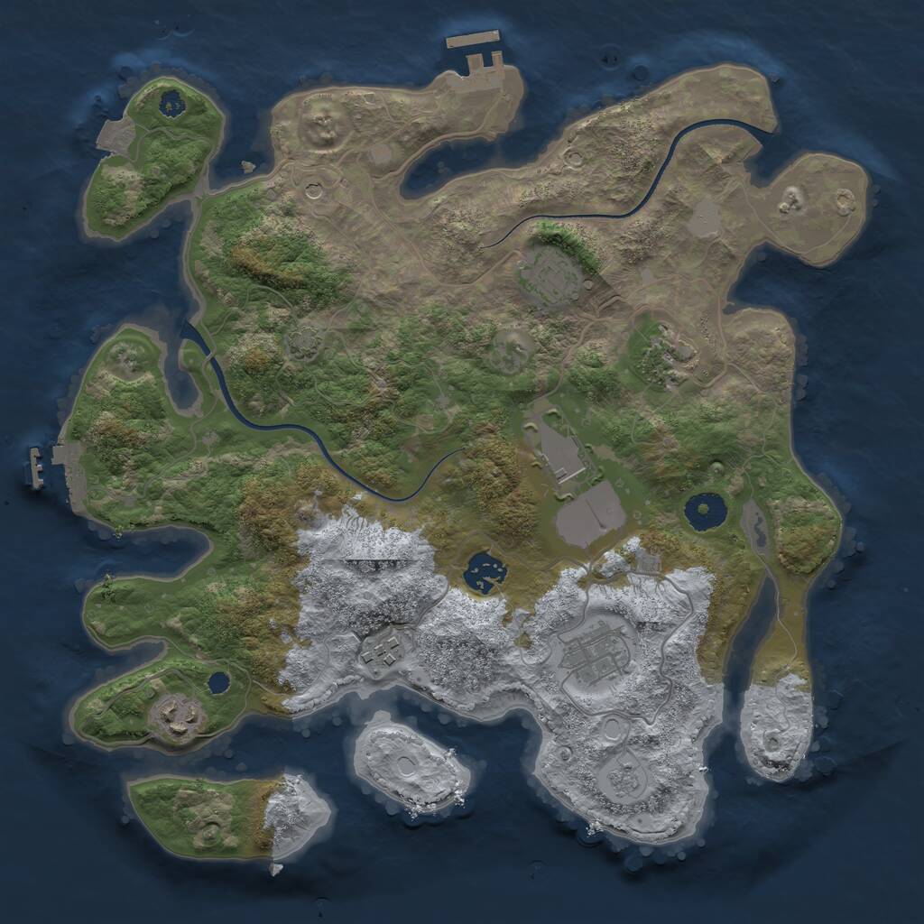 Rust Map: Procedural Map, Size: 3500, Seed: 14021985, 13 Monuments