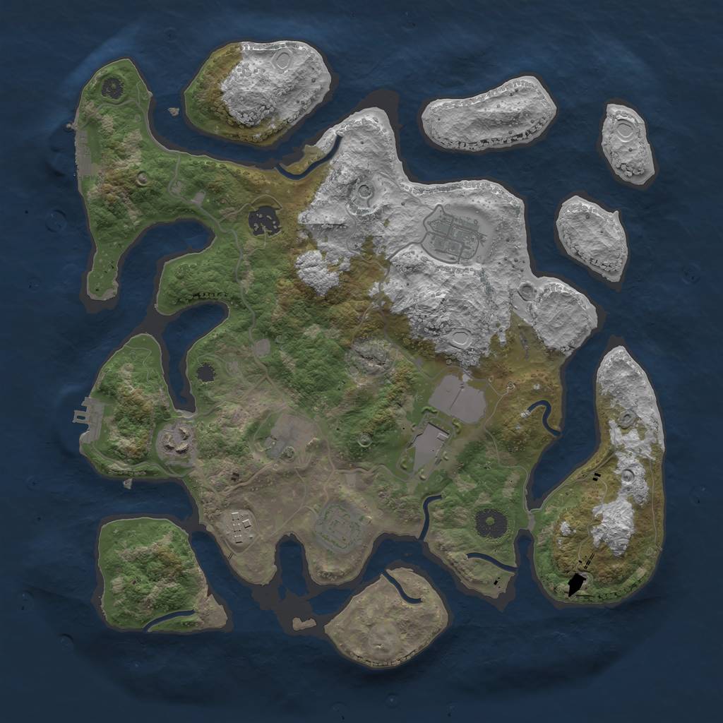 Rust Map: Procedural Map, Size: 3500, Seed: 561172, 18 Monuments