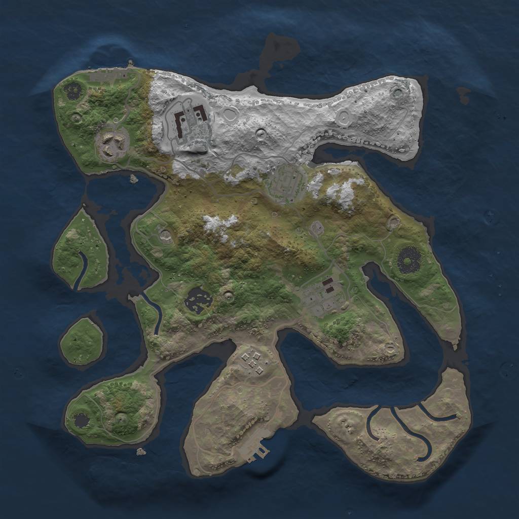 Rust Map: Procedural Map, Size: 3000, Seed: 345212, 17 Monuments