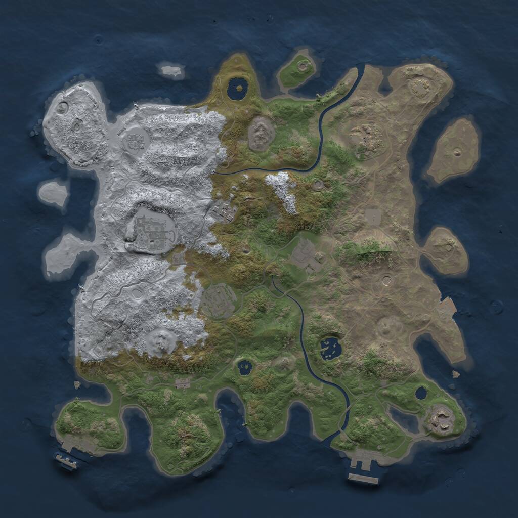 Rust Map: Procedural Map, Size: 3500, Seed: 2063286401, 13 Monuments