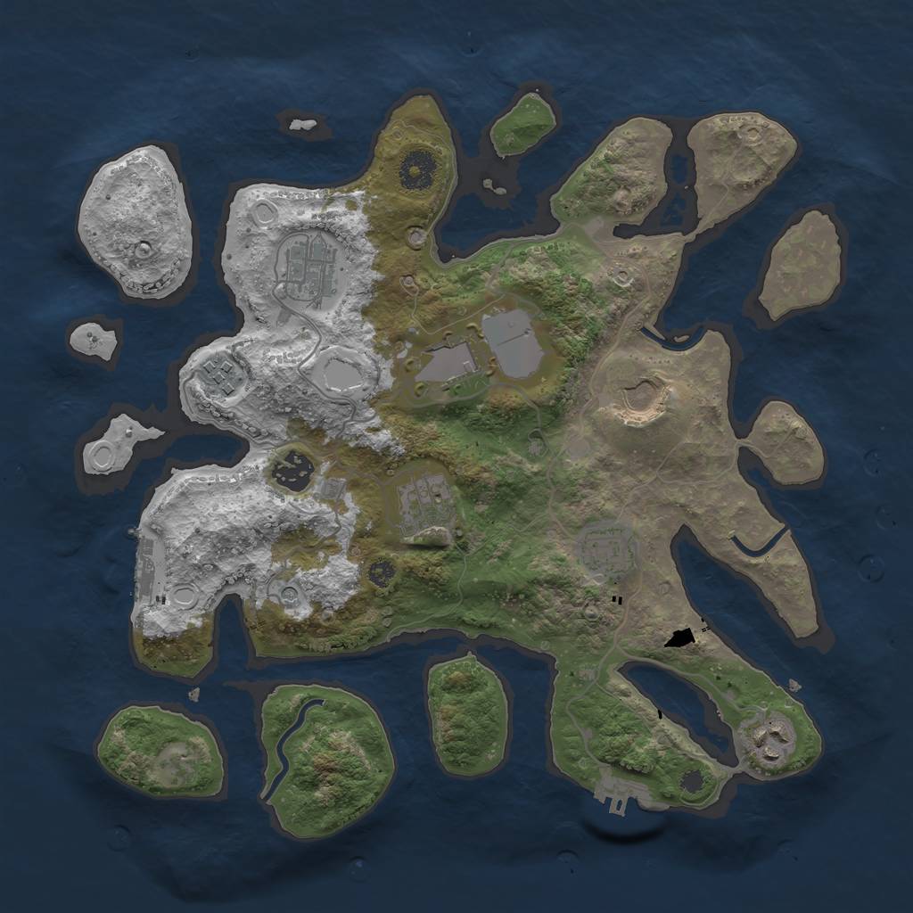 Rust Map: Procedural Map, Size: 3500, Seed: 2063286401, 19 Monuments