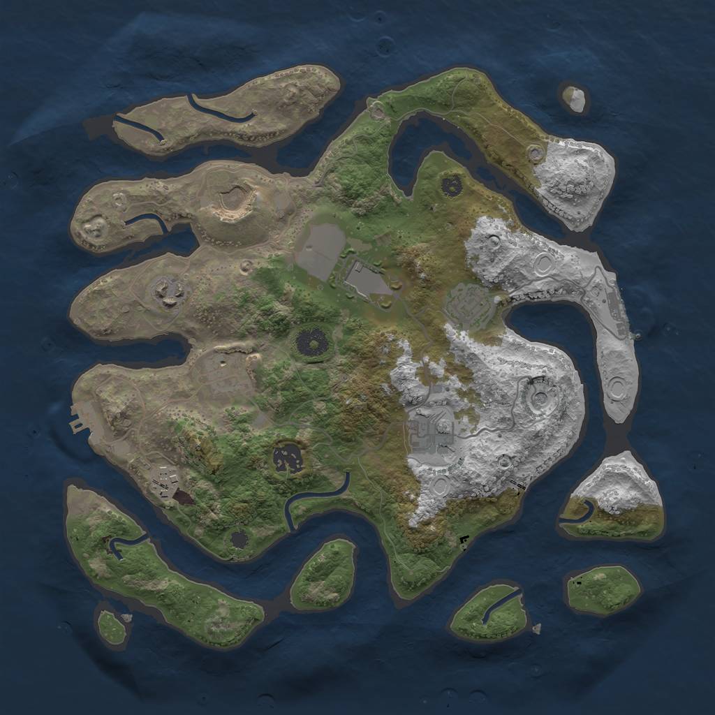 Rust Map: Procedural Map, Size: 3500, Seed: 90664500, 19 Monuments