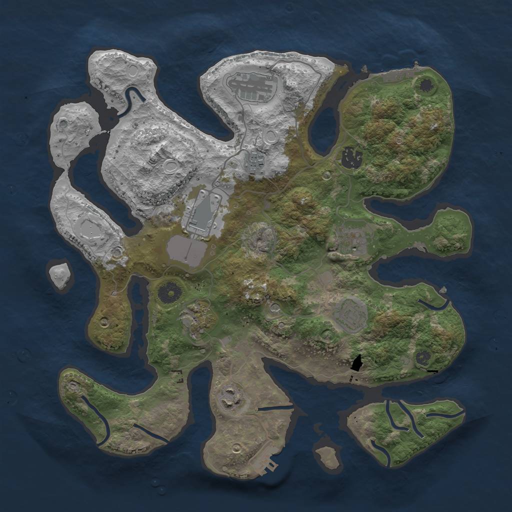 Rust Map: Procedural Map, Size: 3500, Seed: 2064164107, 19 Monuments