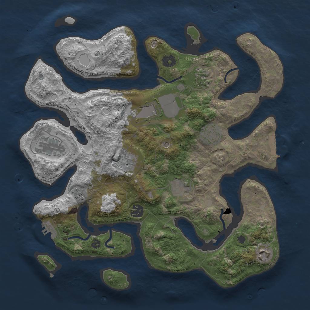 Rust Map: Procedural Map, Size: 3500, Seed: 333442891, 20 Monuments