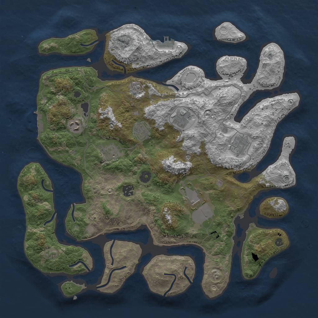 Rust Map: Procedural Map, Size: 4000, Seed: 12222, 19 Monuments