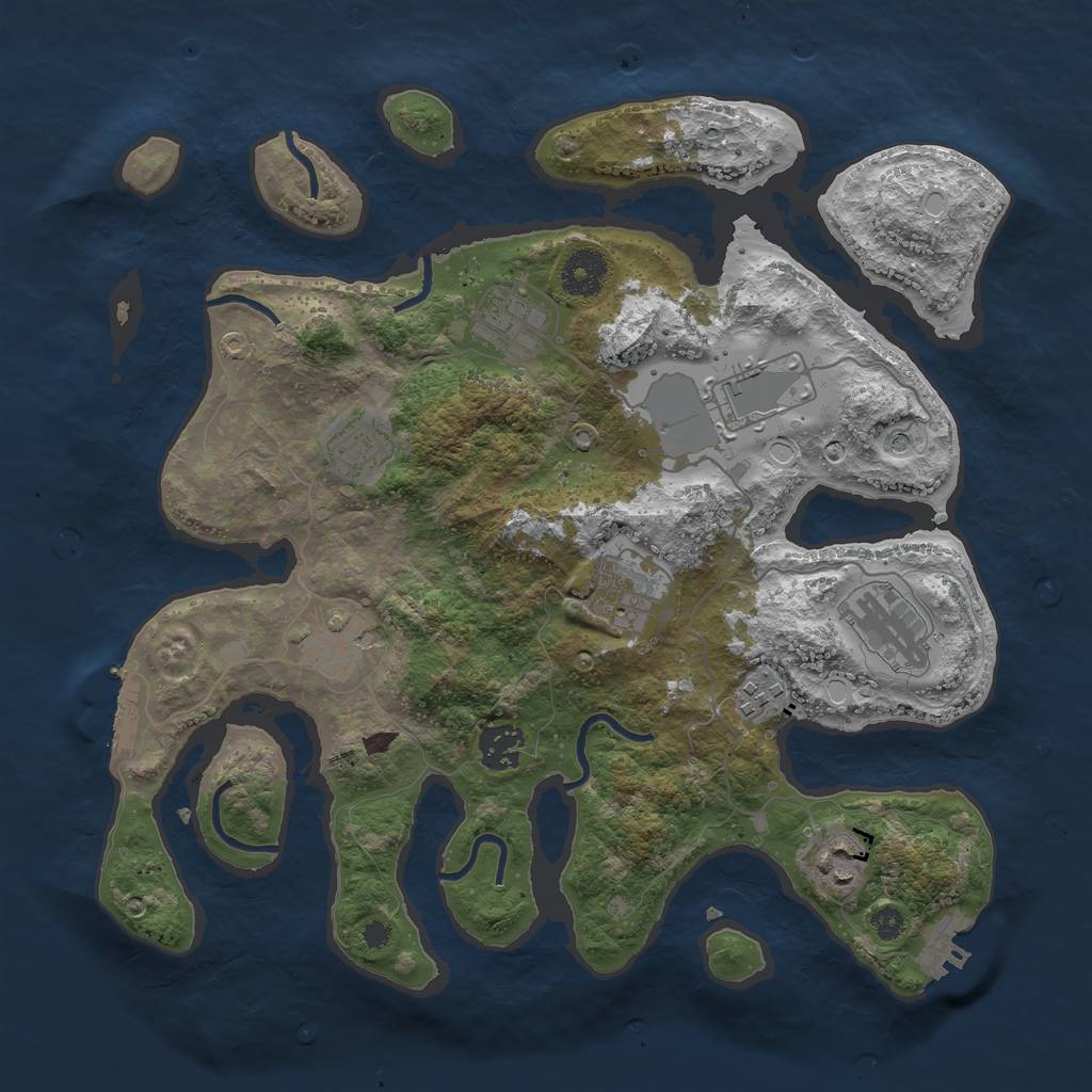 Rust Map: Procedural Map, Size: 3500, Seed: 1259613446, 20 Monuments