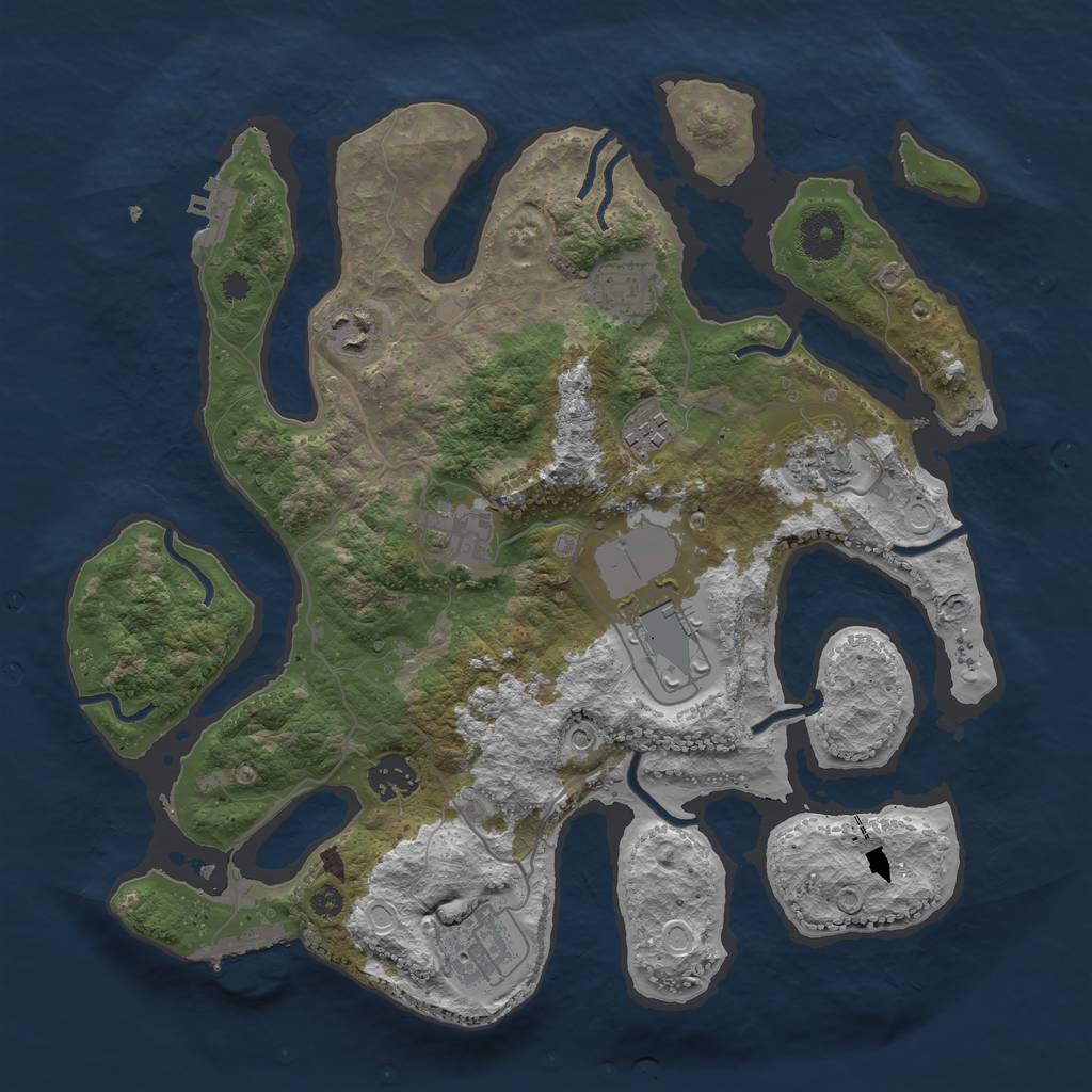 Rust Map: Procedural Map, Size: 3500, Seed: 231623434, 19 Monuments