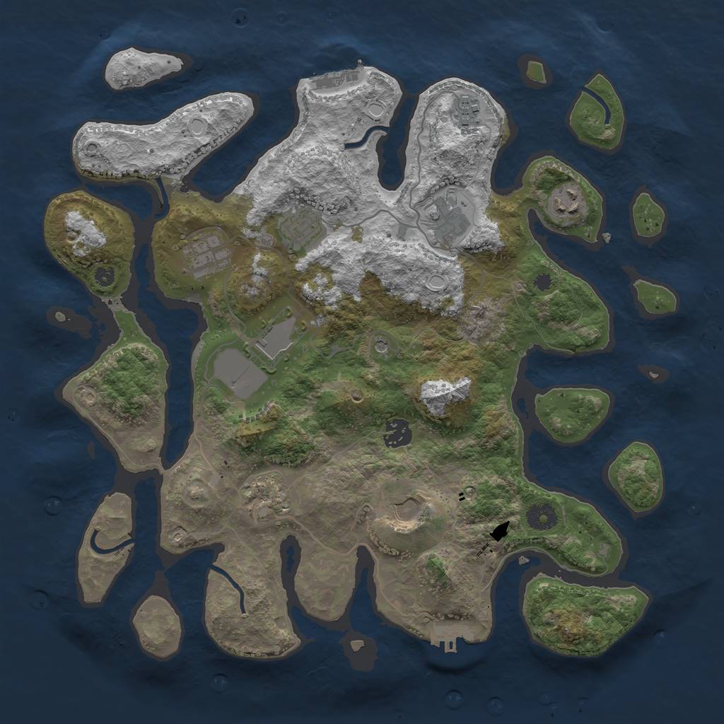 Rust Map: Procedural Map, Size: 3700, Seed: 684942666, 20 Monuments