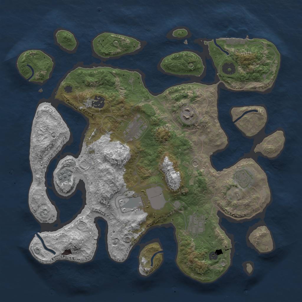 Rust Map: Procedural Map, Size: 3500, Seed: 56824534, 17 Monuments