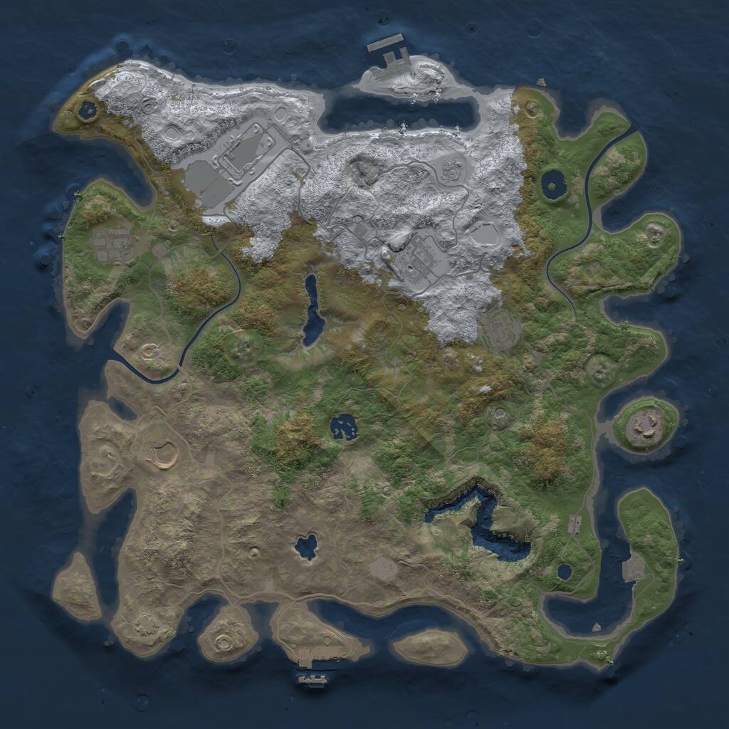 Rust Map: Procedural Map, Size: 4000, Seed: 1603516354, 13 Monuments