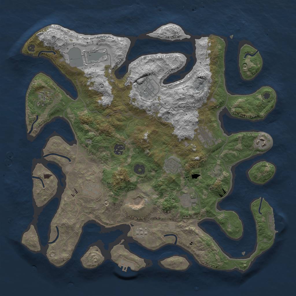 Rust Map: Procedural Map, Size: 4000, Seed: 1603516354, 22 Monuments