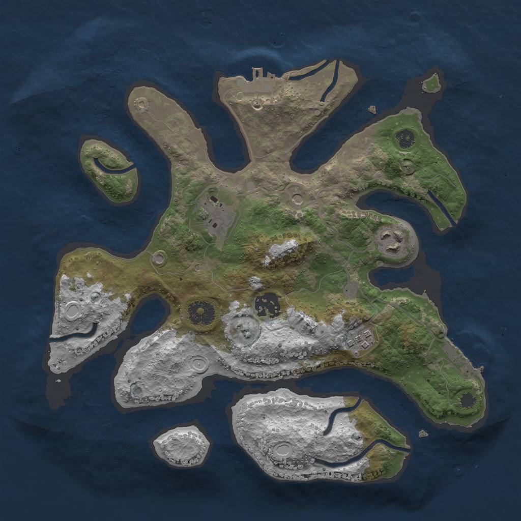 Rust Map: Procedural Map, Size: 3000, Seed: 811160557, 15 Monuments