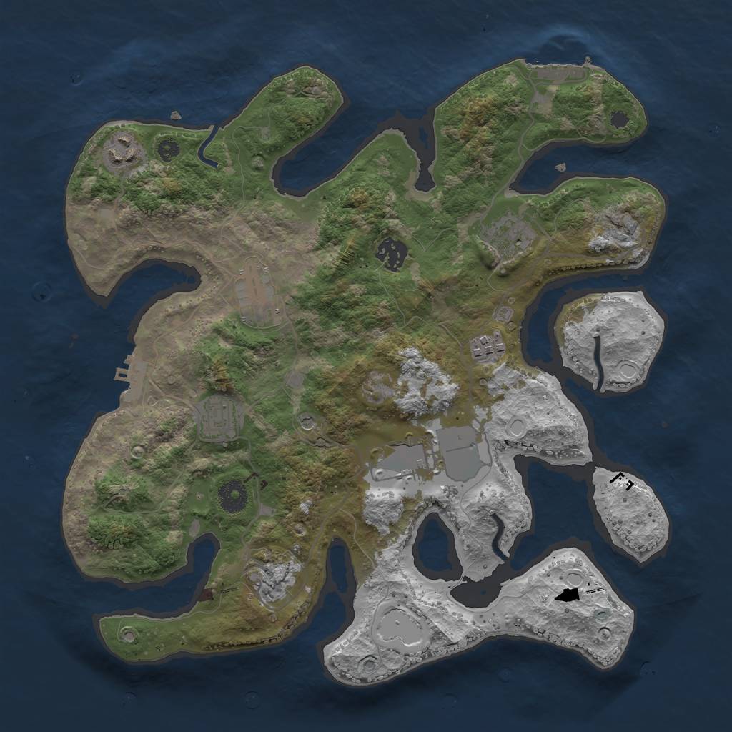 Rust Map: Procedural Map, Size: 3500, Seed: 252286402, 19 Monuments