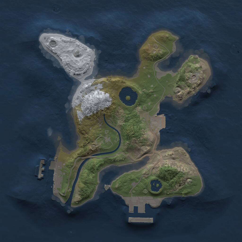 Rust Map: Procedural Map, Size: 2000, Seed: 38082796, 3 Monuments