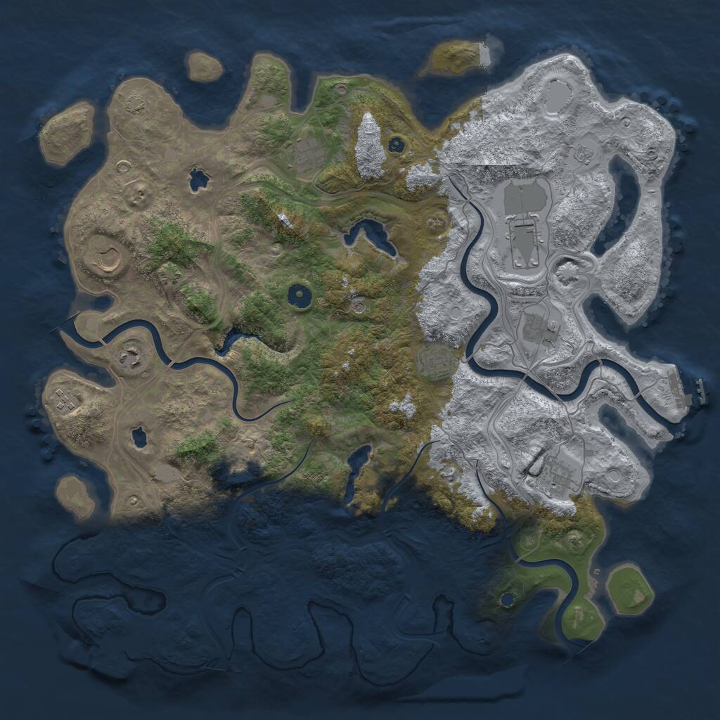 Rust Map: Procedural Map, Size: 4500, Seed: 629478798, 14 Monuments