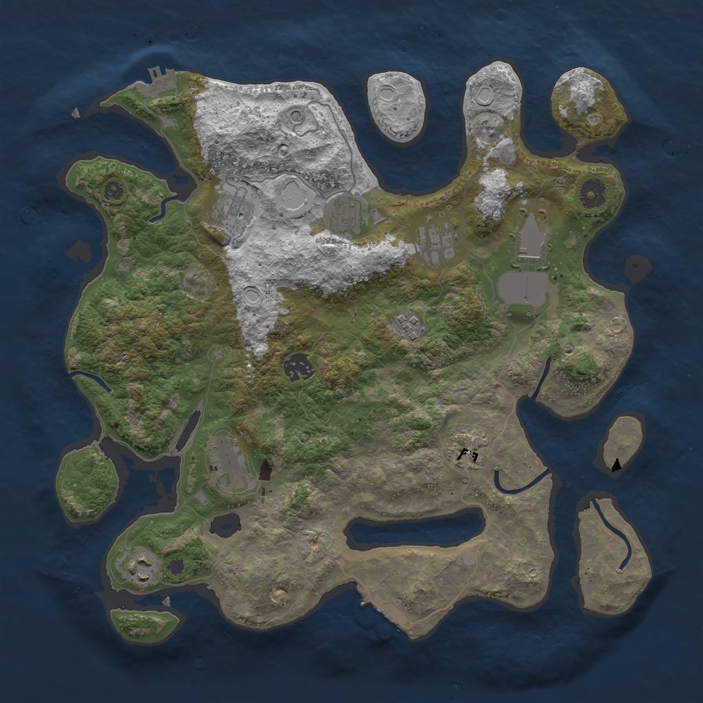 Rust Map: Procedural Map, Size: 3750, Seed: 1228462883, 20 Monuments