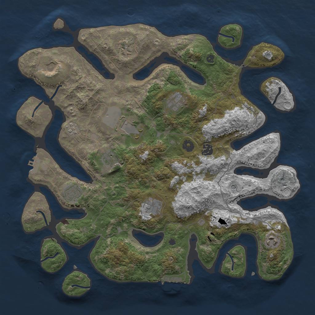 Rust Map: Procedural Map, Size: 4000, Seed: 1425856232, 21 Monuments