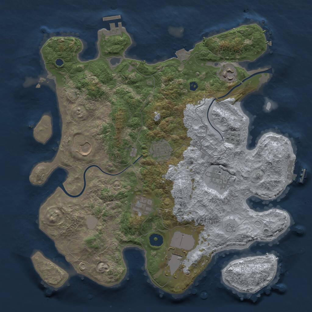 Rust Map: Procedural Map, Size: 3500, Seed: 349356698, 12 Monuments