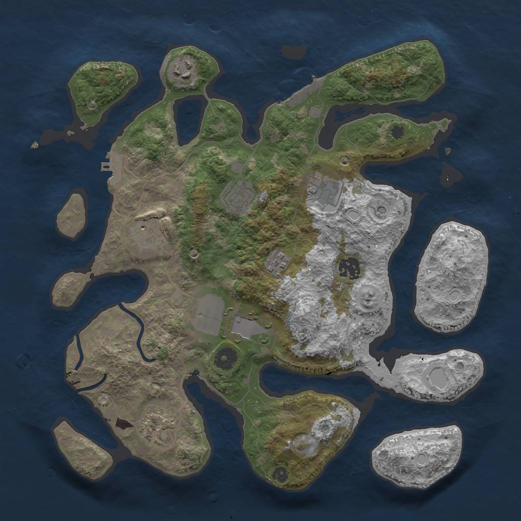 Rust Map: Procedural Map, Size: 3500, Seed: 349356698, 19 Monuments