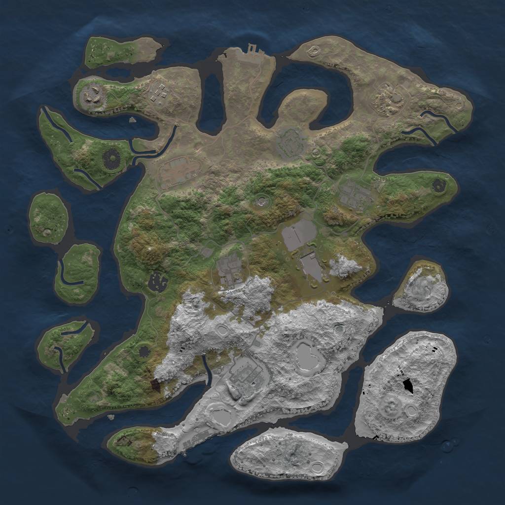 Rust Map: Procedural Map, Size: 3850, Seed: 1752064313, 21 Monuments