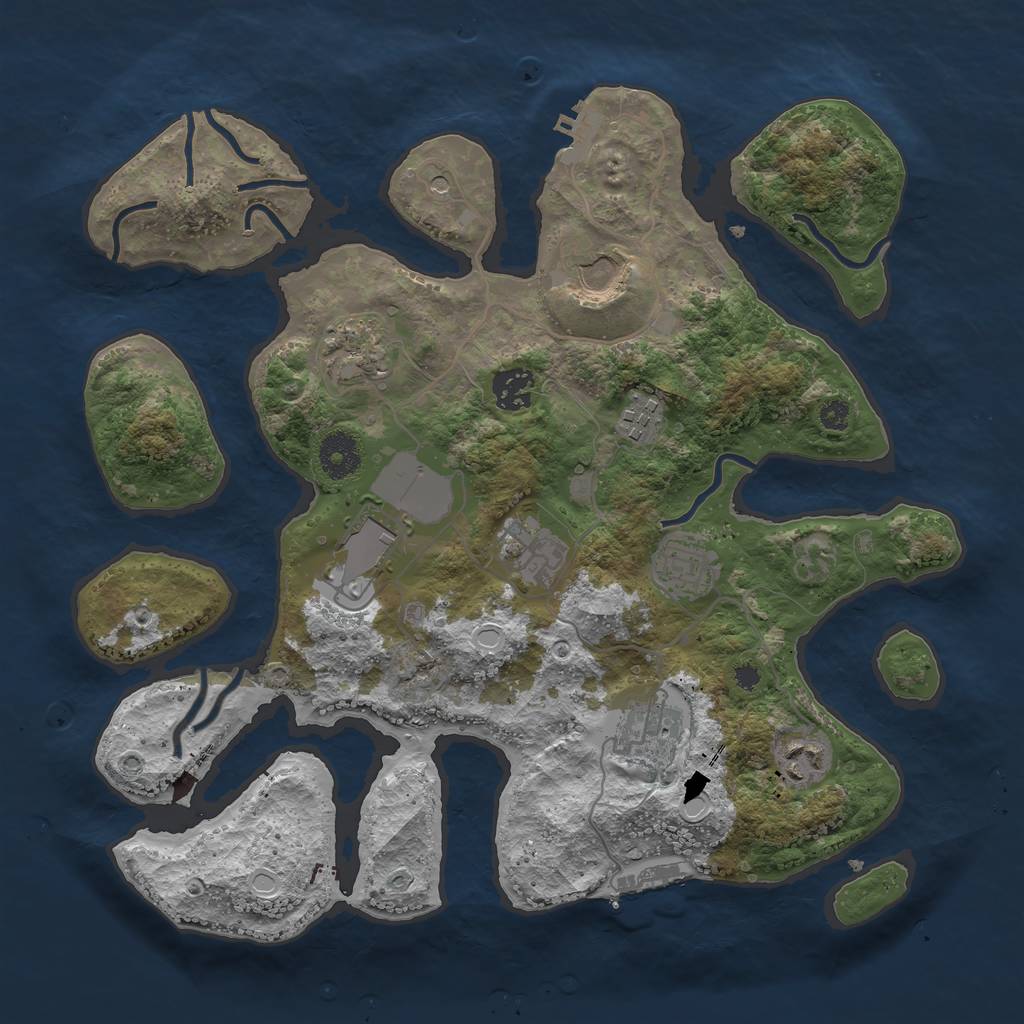 Rust Map: Procedural Map, Size: 3500, Seed: 1823194088, 20 Monuments