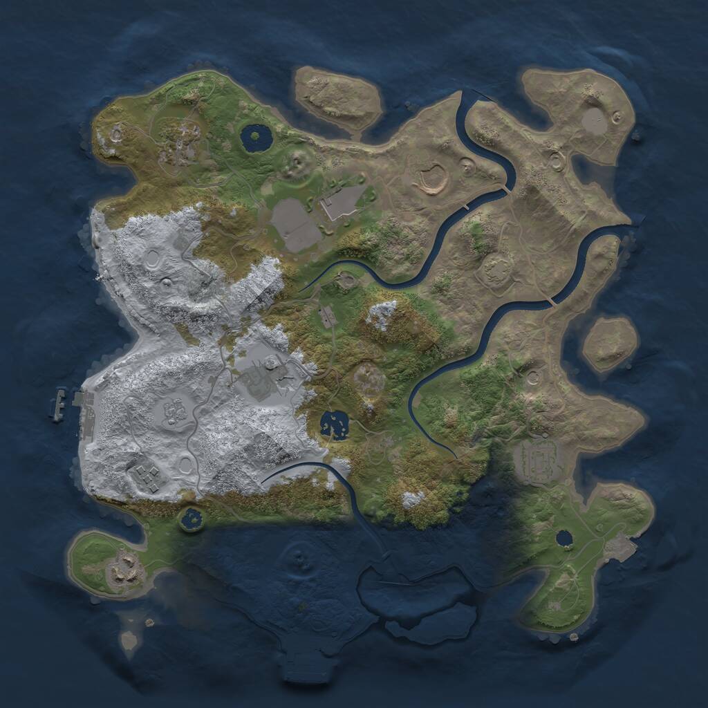 Rust Map: Procedural Map, Size: 3500, Seed: 647768800, 14 Monuments