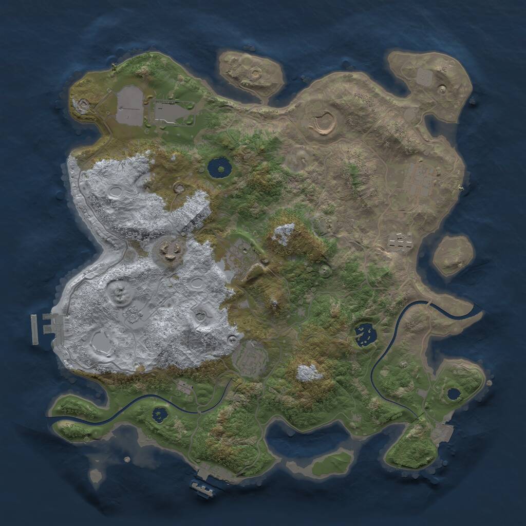 Rust Map: Procedural Map, Size: 3500, Seed: 647768800, 14 Monuments