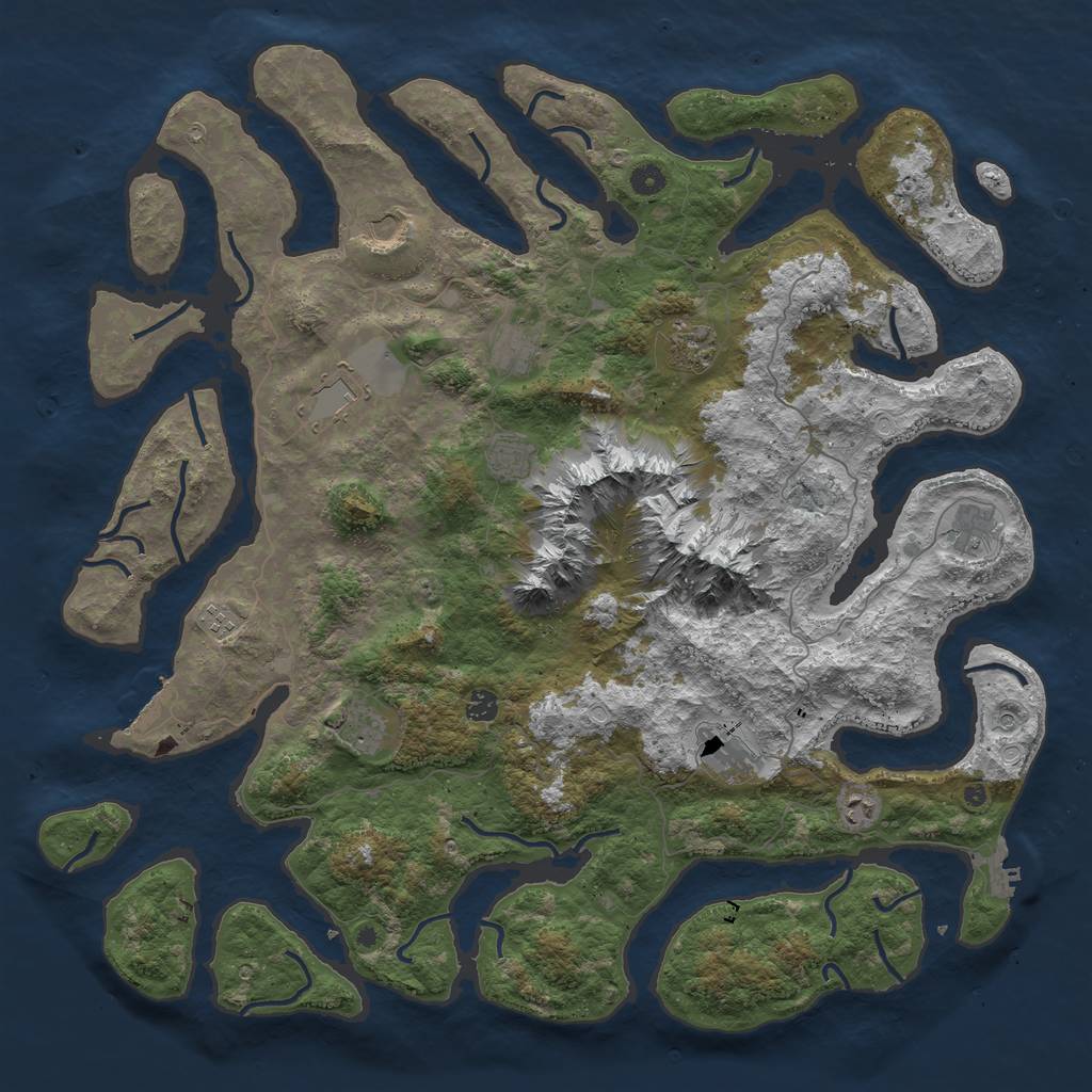 Rust Map: Procedural Map, Size: 5000, Seed: 51200, 22 Monuments