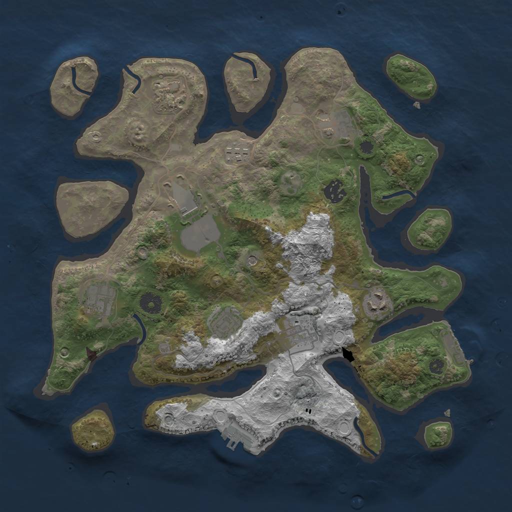 Rust Map: Procedural Map, Size: 3500, Seed: 746132589, 20 Monuments