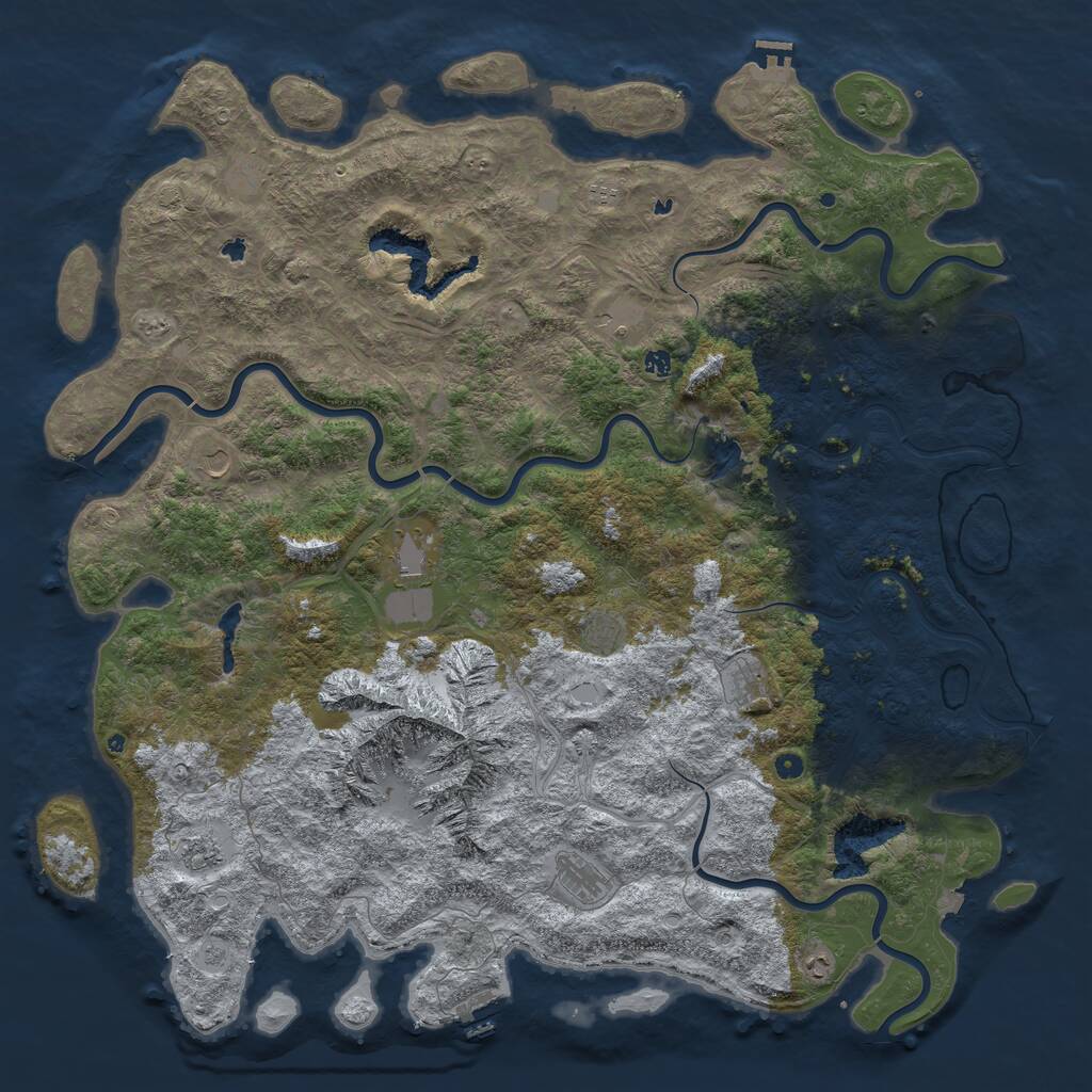 Rust Map: Procedural Map, Size: 6000, Seed: 579, 17 Monuments