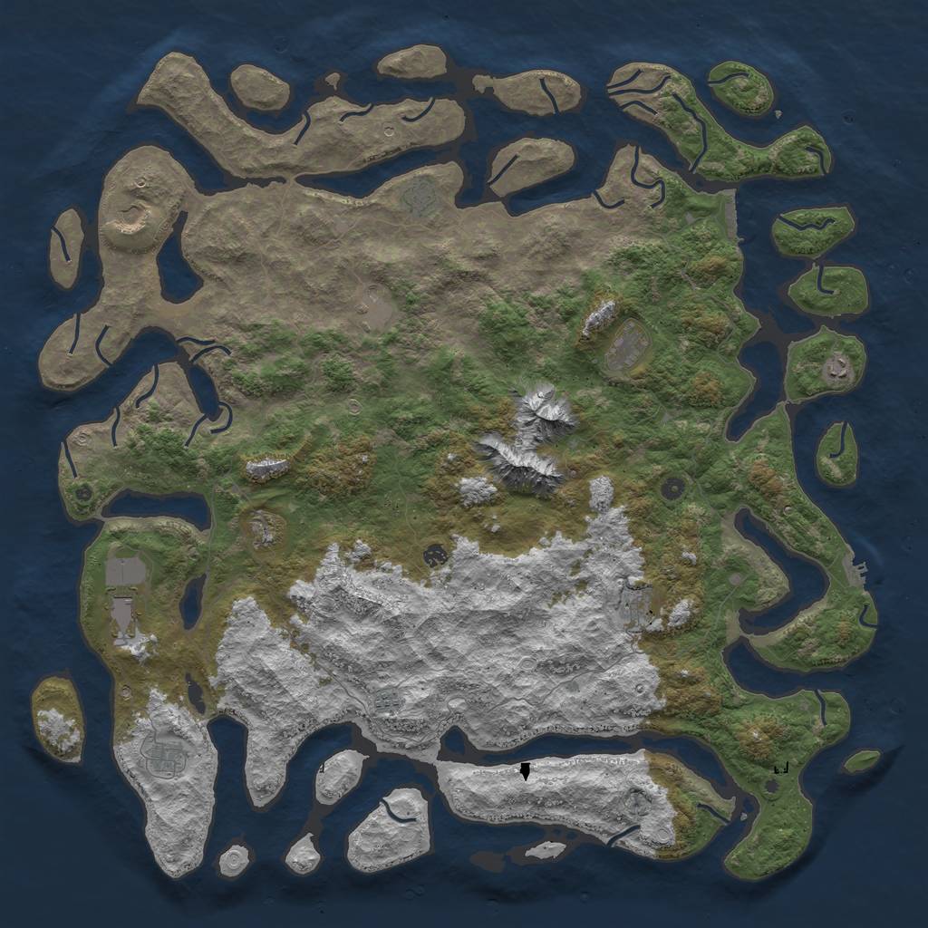 Rust Map: Procedural Map, Size: 6000, Seed: 579, 22 Monuments