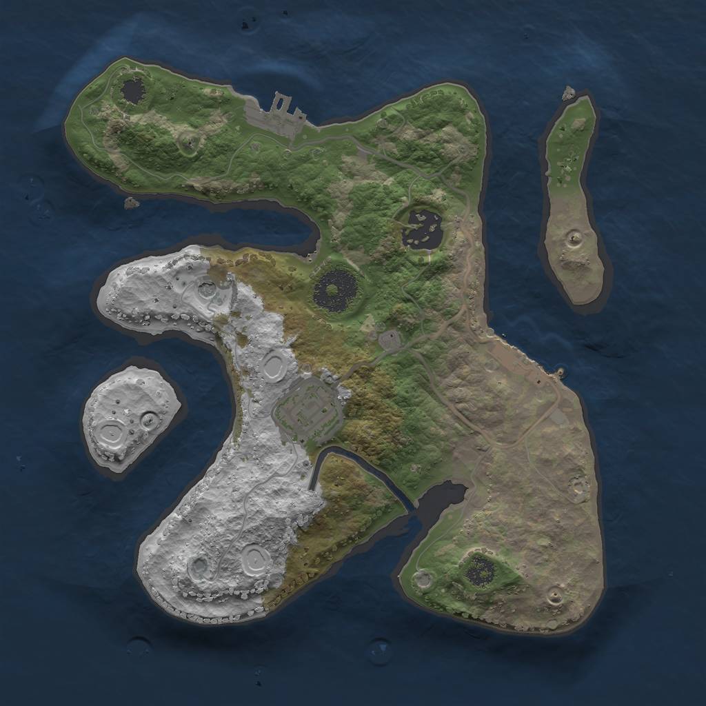 Rust Map: Procedural Map, Size: 2500, Seed: 1414935674, 13 Monuments