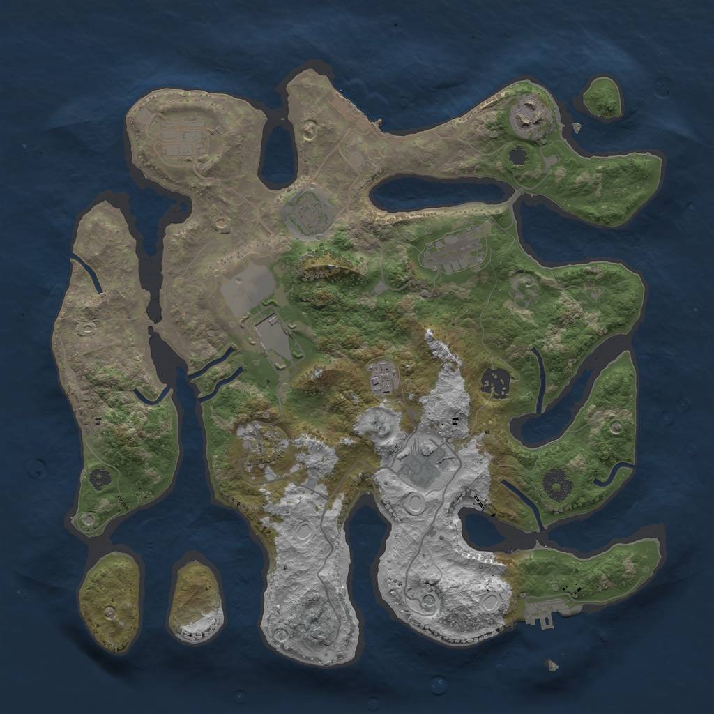 Rust Map: Procedural Map, Size: 3500, Seed: 473809485, 20 Monuments