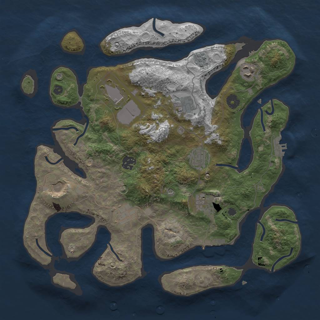 Rust Map: Procedural Map, Size: 3500, Seed: 795728, 20 Monuments