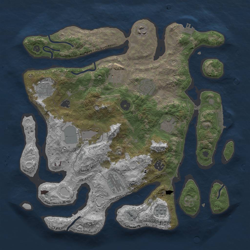 Rust Map: Procedural Map, Size: 3700, Seed: 2045174766, 20 Monuments