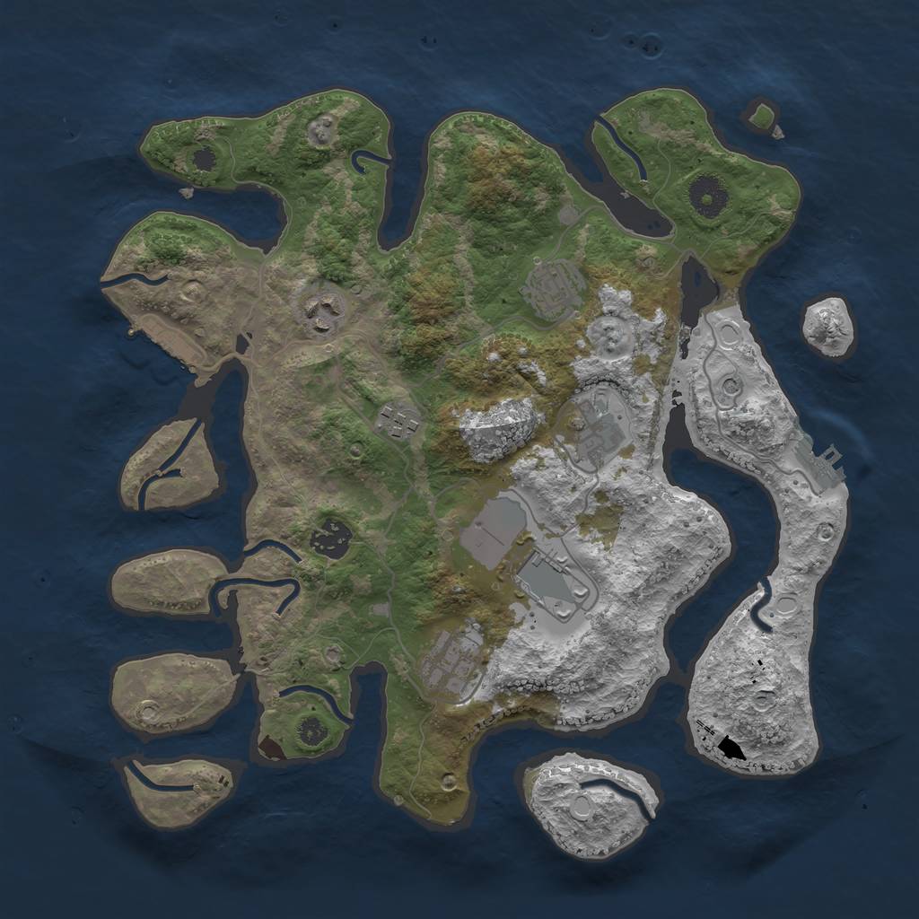 Rust Map: Procedural Map, Size: 3500, Seed: 1977187871, 18 Monuments