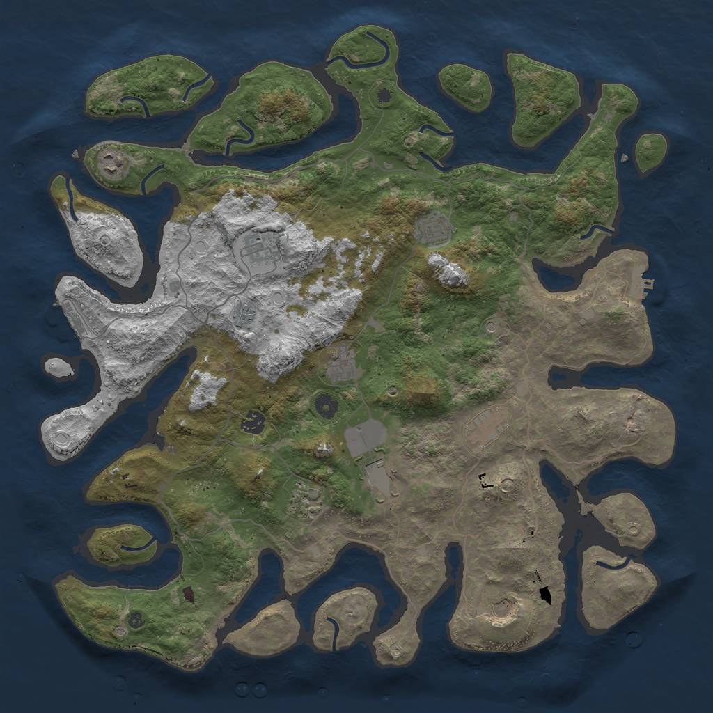 Rust Map: Procedural Map, Size: 4500, Seed: 39383, 21 Monuments